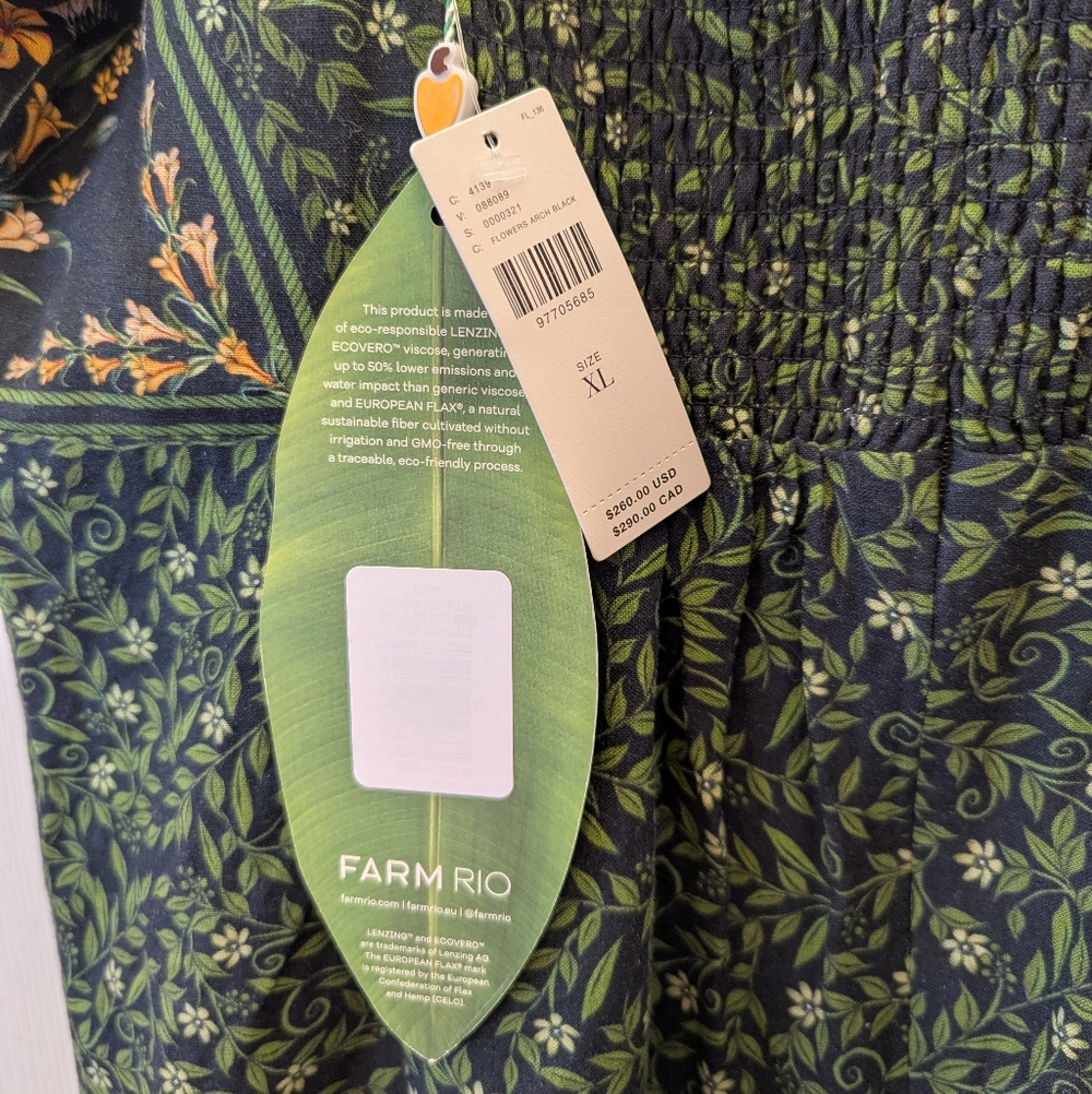 NWT Farm Rio Black Floral Dress, Size XL - Picture 10 of 11